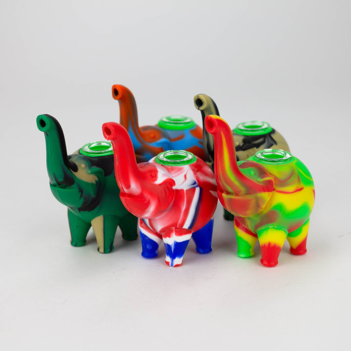 Fortune 4.5" Silicone Elephant hand pipe-Assorted_0