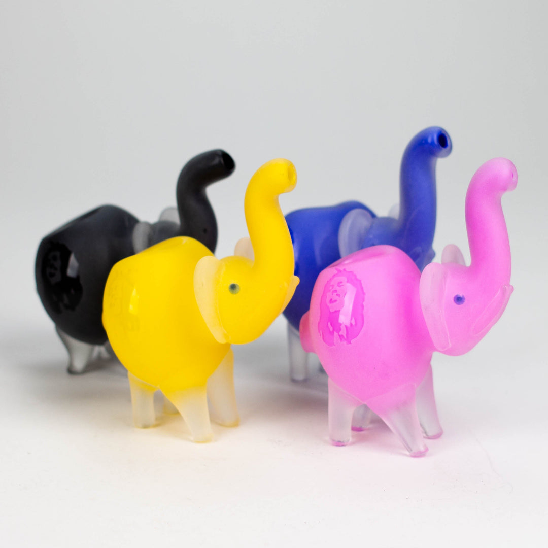 Elephant Frosted Glass Pipe - Assorted Colors 4.25"_0