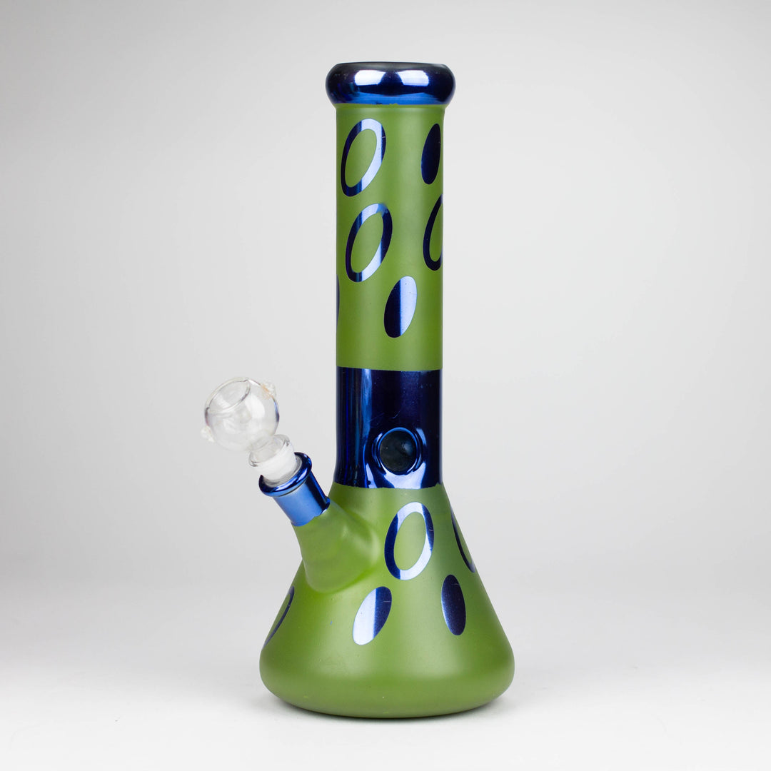 Green Base Blue Rings Glass Water Pipes 12"_0