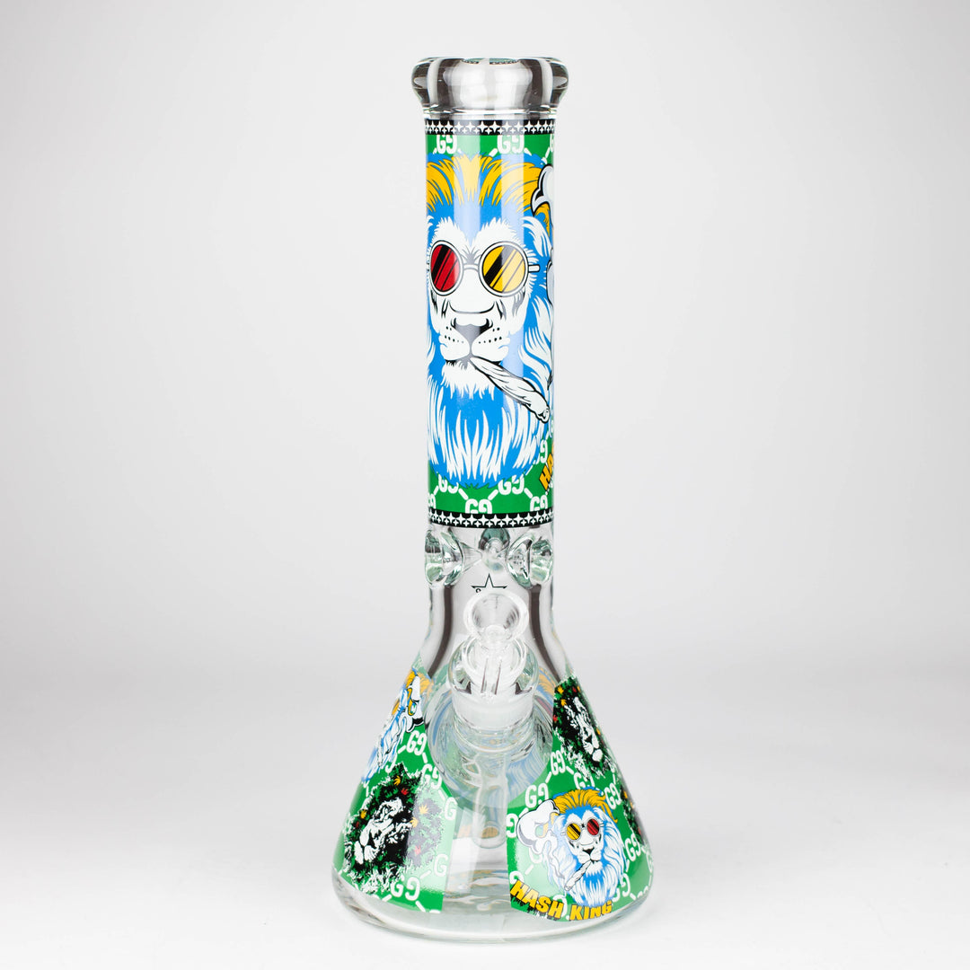 Hash King Lion Glow 9mm glass pipes 14"_13