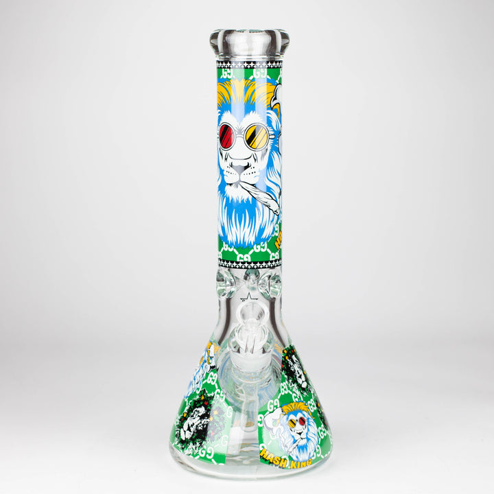 Hash King Lion Glow 9mm glass pipes 14"_13