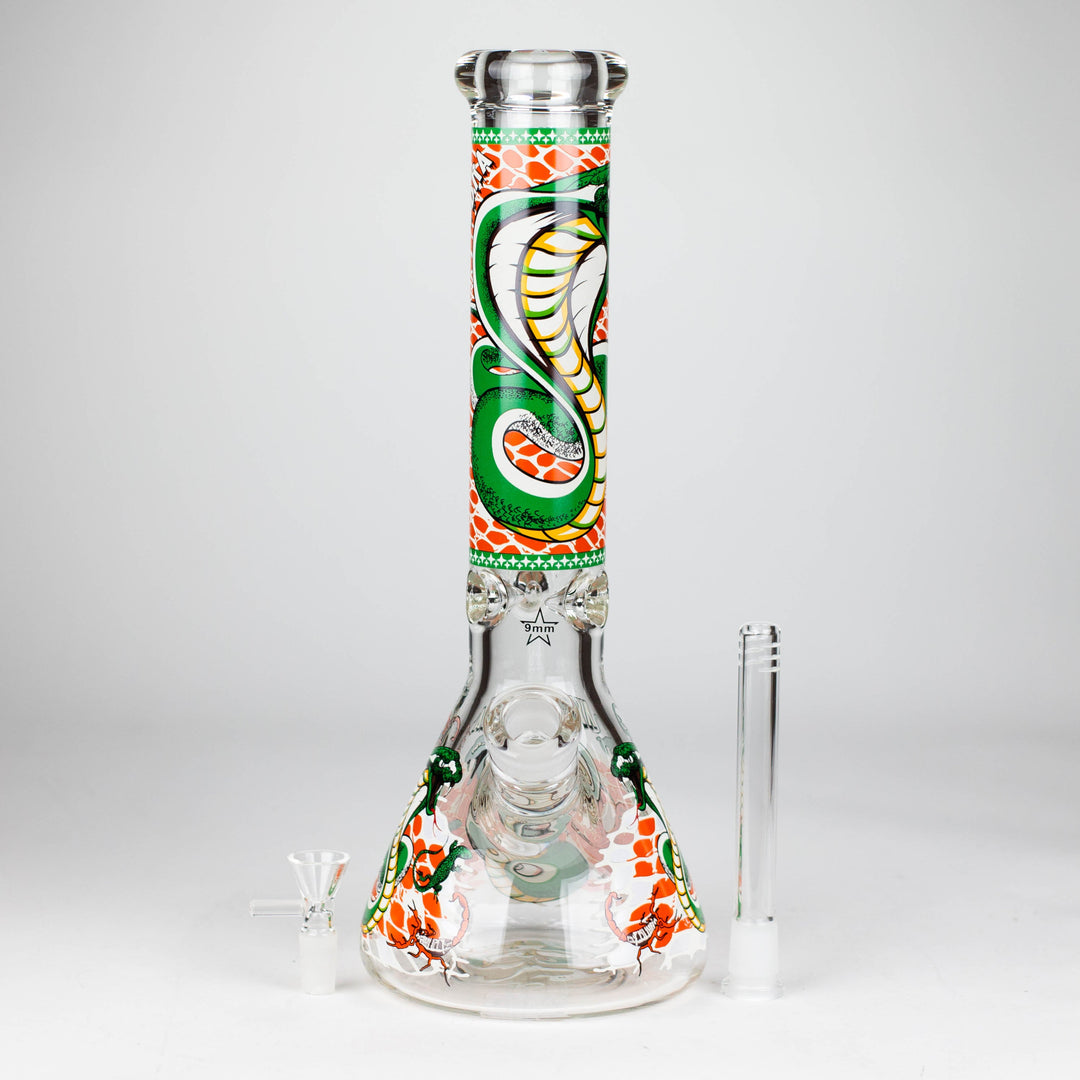 Cobra snake Glow 9mm glass pipes 14"_5