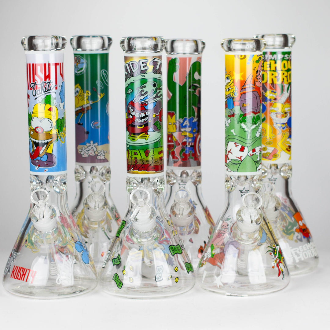 Cartoon Glow 9 mm glass pipes 14"_0