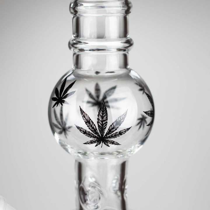 Rourd Shape Glass Bong With Leaf Design 11"_10