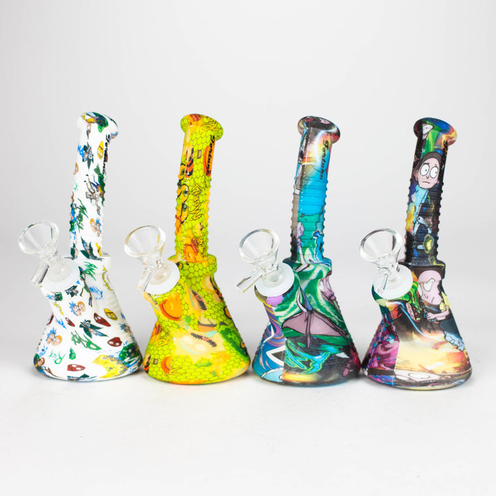 Fortune 6.5" Angled Hydrographic Silicone Waterpipe-Assorted_0