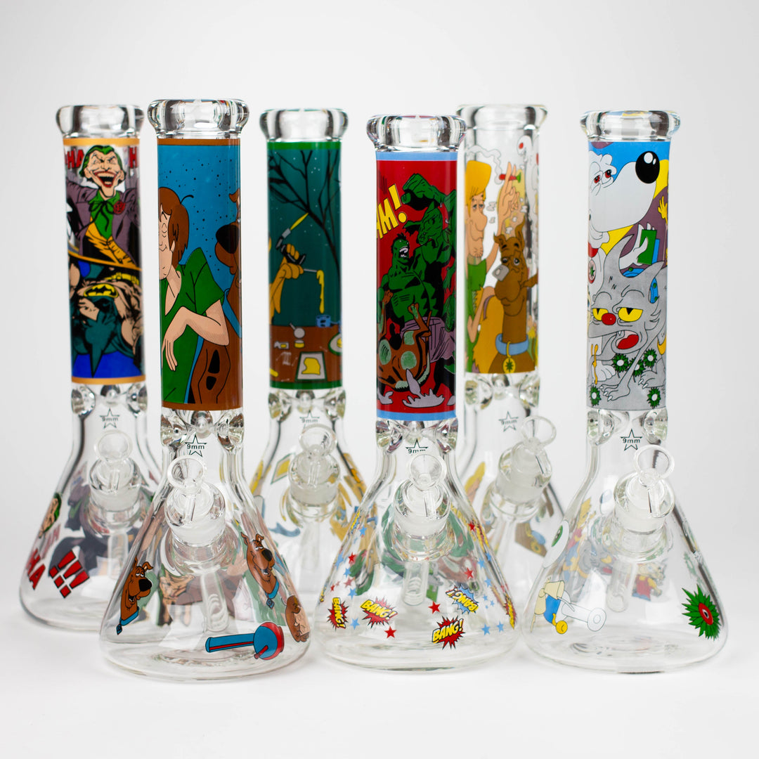 SD Cartoon 9mm glass water pipes 14"_0