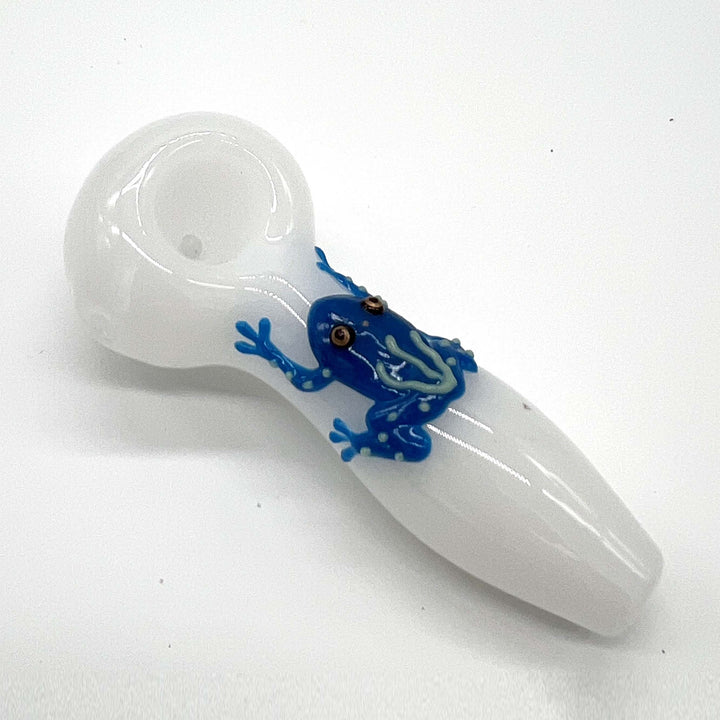 Frog Glow In The Dark Glass Smoking Spoon Hand Pipe_4