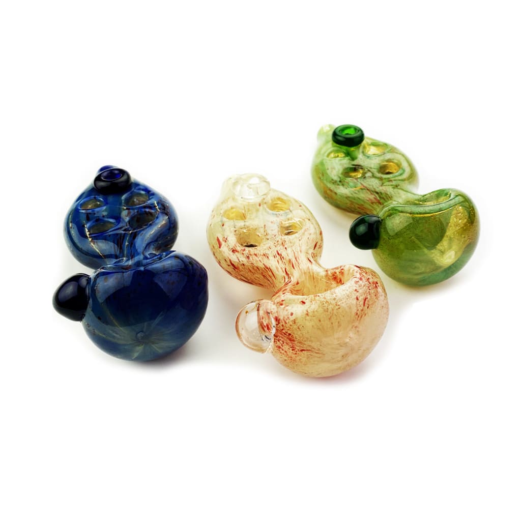 Marble Art Glass Hand Pipe With Four Holes