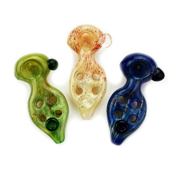 Marble Art Glass Hand Pipe With Four Holes