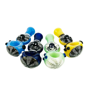 4.5" Spider Web Hand Pipe Spoon in Color Glass Tube