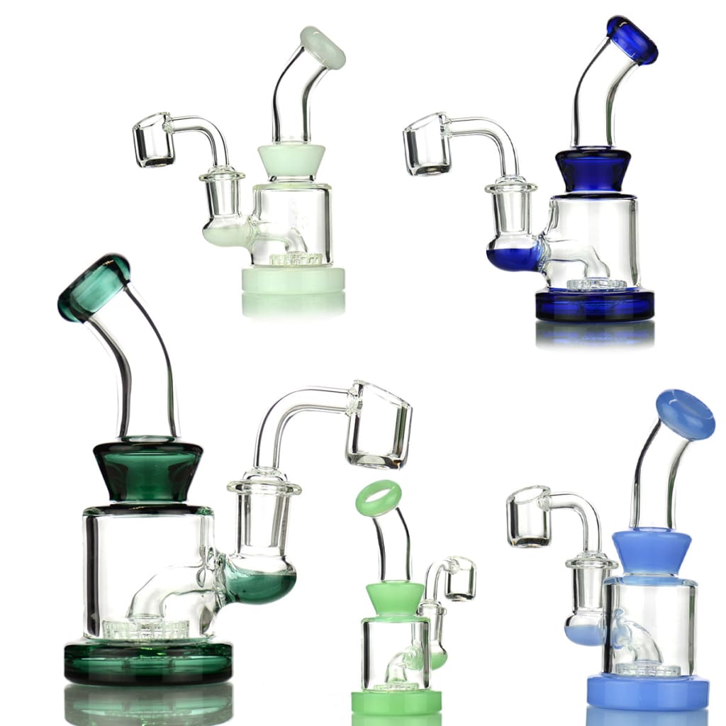 Mini Water Pipe Rig With Showerhead Perc & 14mm Male Banger