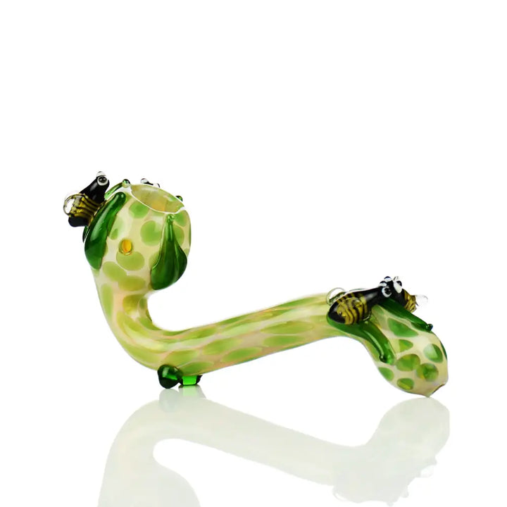 Sherlock Glass Pipe with Honeycomb Design and Stone Art Bees