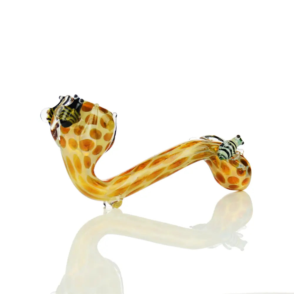 Sherlock Glass Pipe with Honeycomb Design and Stone Art Bees