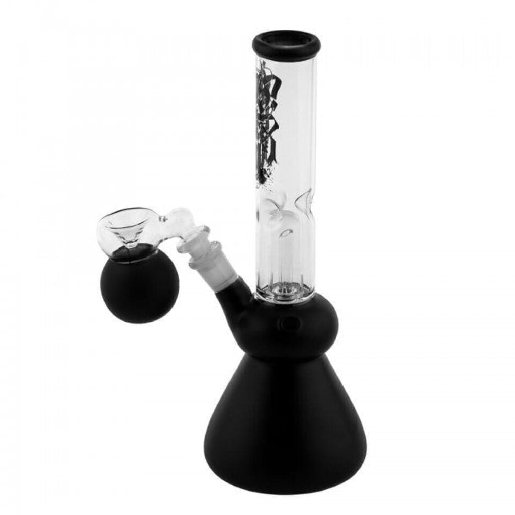 Amsterdam Black Glass Water Pipe With Dome Perc And Ash Catcher