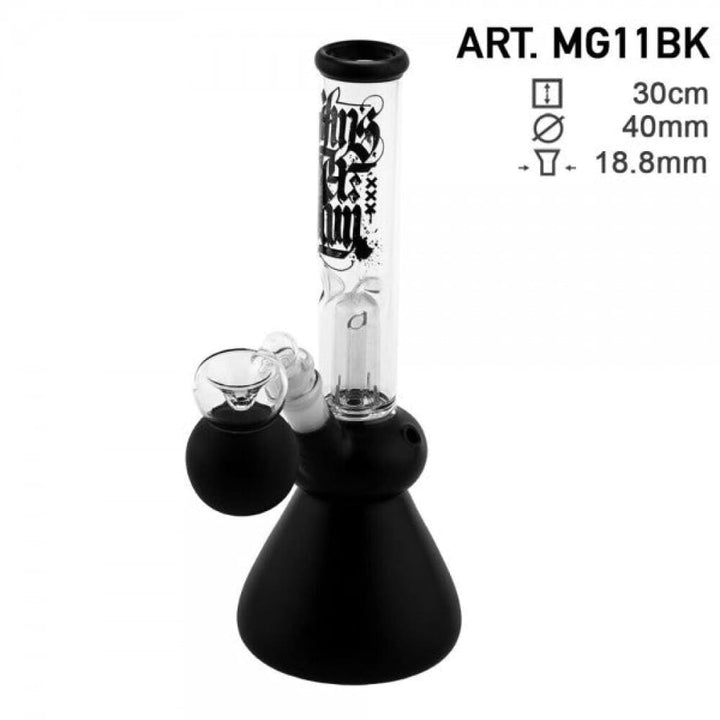 Amsterdam Black Glass Water Pipe With Dome Perc And Ash Catcher