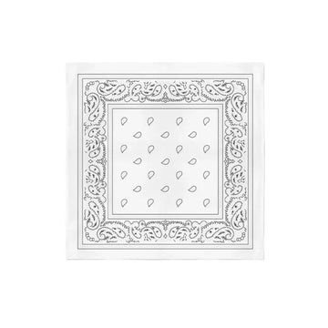 Bandana White Color 100% Cotton (22" x 22")- Pack of 12