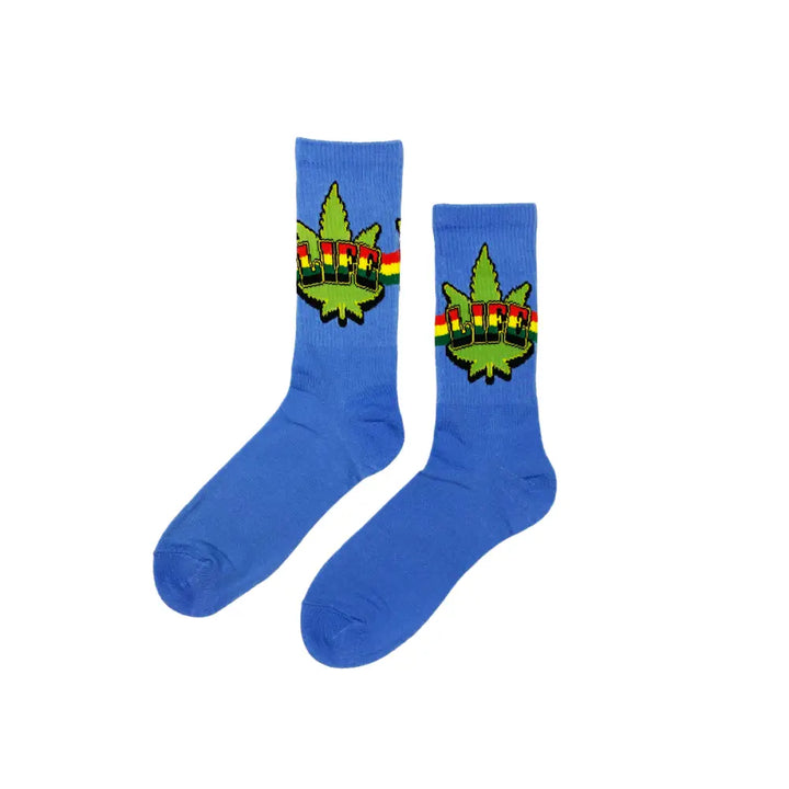 Cannabis Life Tie Dye Socks Fits All, 70% Cotton, 25% Spandex, 5% Elastic