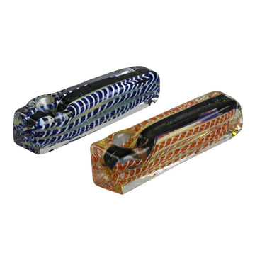 Dichroic Striped Obelisk Hand Pipe - Borosilicate Glass 3.5