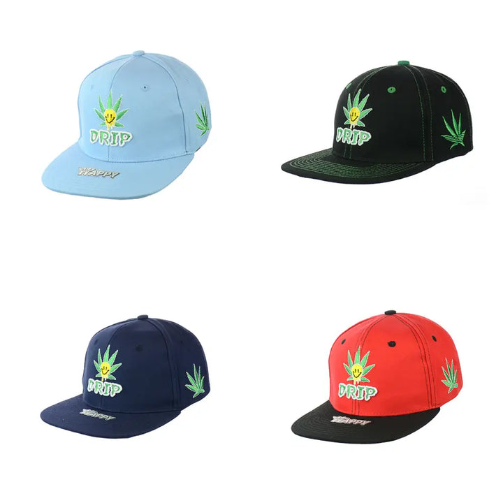 Drip Leaf Embroidered Snapback Hat 100% Cotton