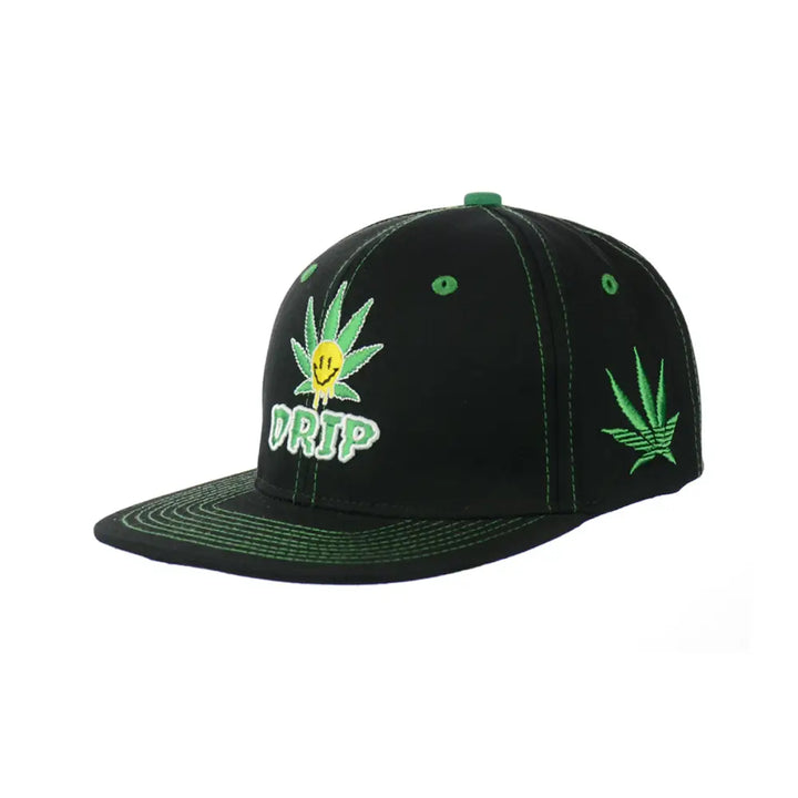 Drip Leaf Embroidered Snapback Hat 100% Cotton