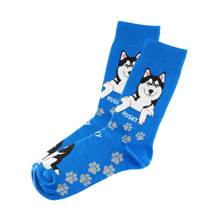 Husky Socks Unisex Unique Fun Design Fits All, 70% Cotton, 25% Spandex, 5% Elastic