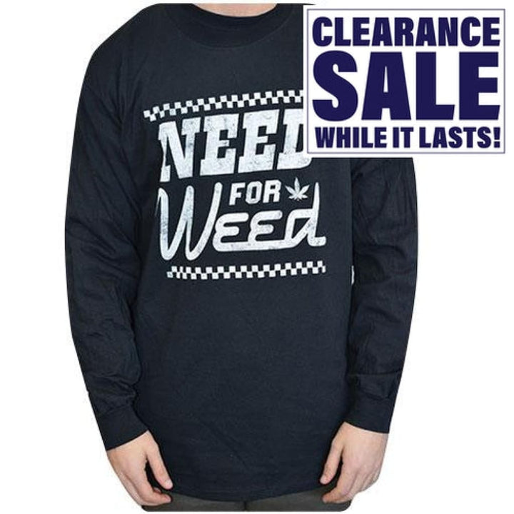 Need For Weed Long Sleeve Black t Shirt - Various Sizes - (1 Count Or 3 Count)