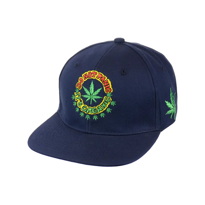 DO NOT PANIC Leaf Embroidered Snapback Hat 100% Cotton