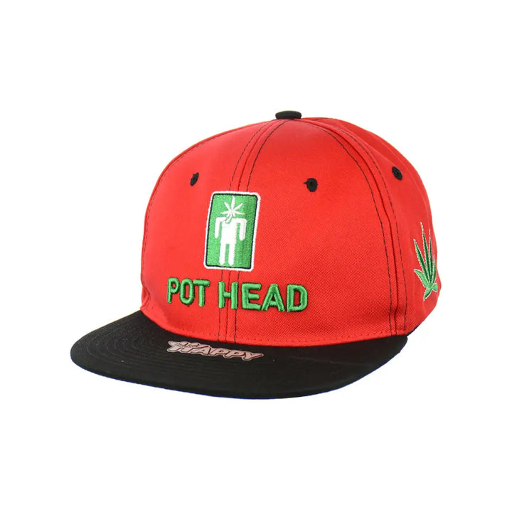 POT HEAD Leaf Embroidered Snapback Hat 100% Cotton