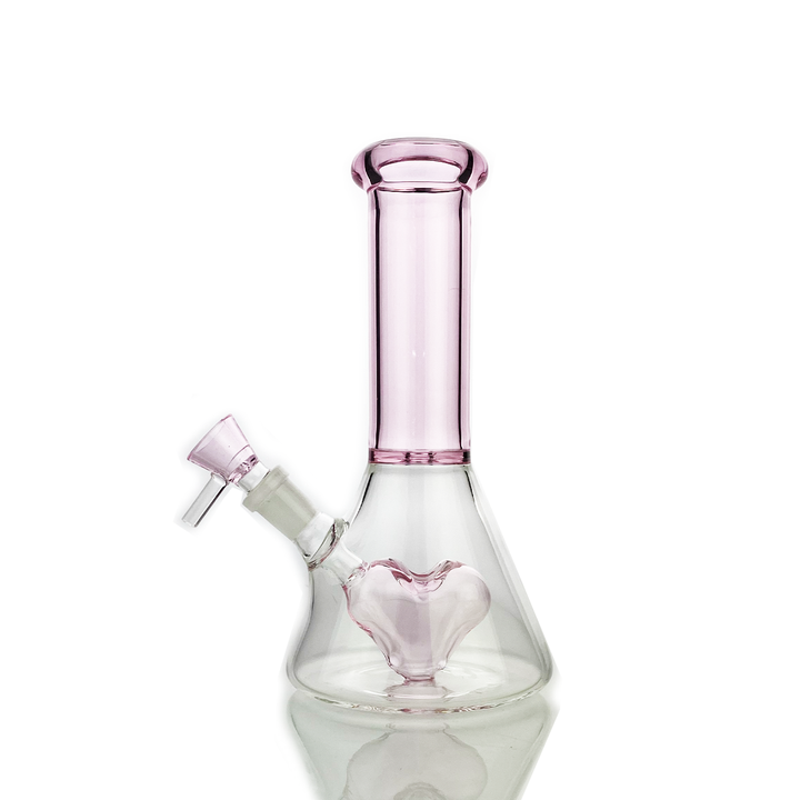 8" Pink Heart Beaker Shower Water Pipe Bong with 14mm Male Bowl