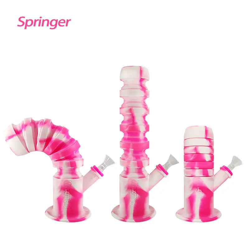 Waxmaid Springer Collapsible Silicone Water Pipe with Rotatable Mouthpiece