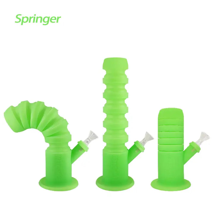 Waxmaid Springer Collapsible Silicone Water Pipe with Rotatable Mouthpiece