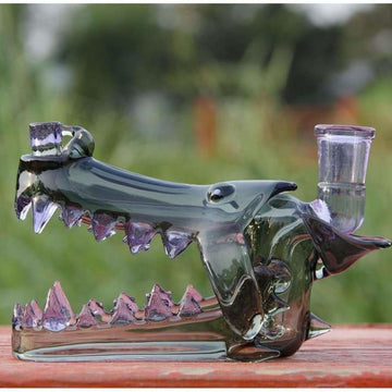 Wolf Head Water Pipe With Opal Eyes And Pelican Case