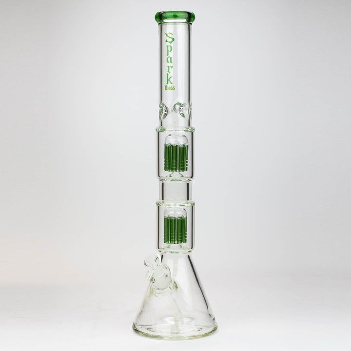 Spark 7 mm double percolator glass water pipes 19"_6