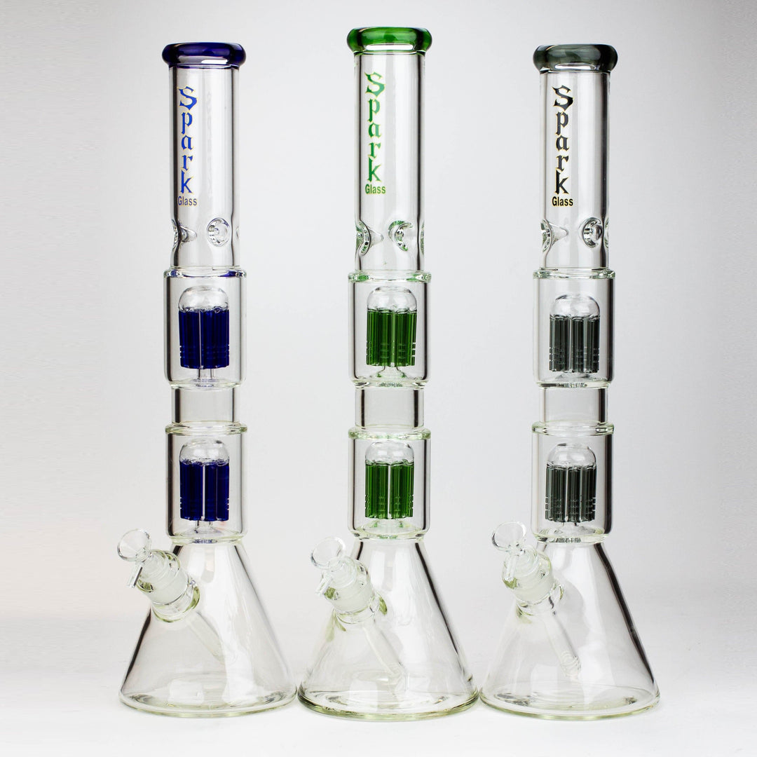 Spark 7 mm double percolator glass water pipes 19"_0