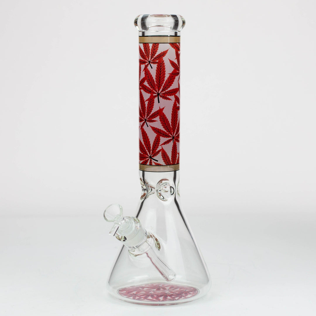 Leaf Pattern 7mm glass beaker pipes 14"_0