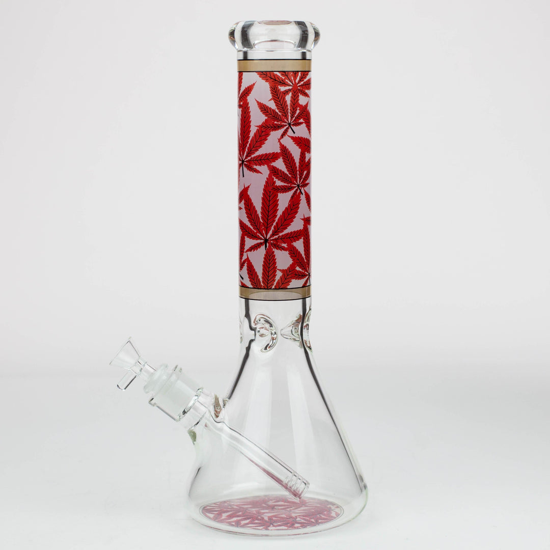 Leaf Pattern 7mm glass beaker pipes 14"_1