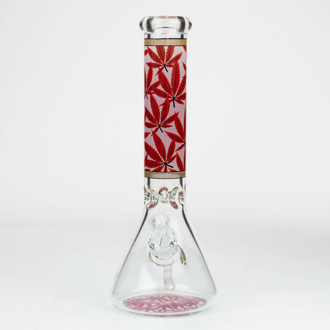 Leaf Pattern 7mm glass beaker pipes 14"_2