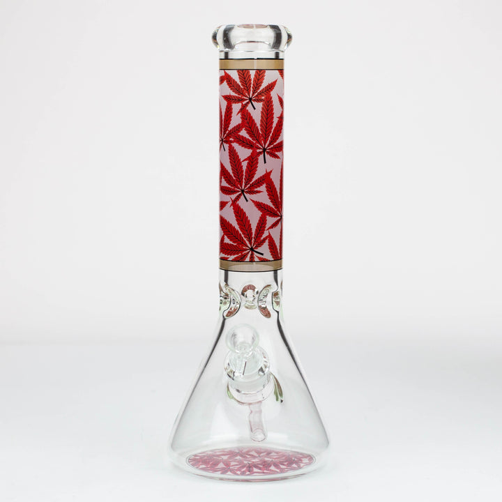 Leaf Pattern 7mm glass beaker pipes 14"_2