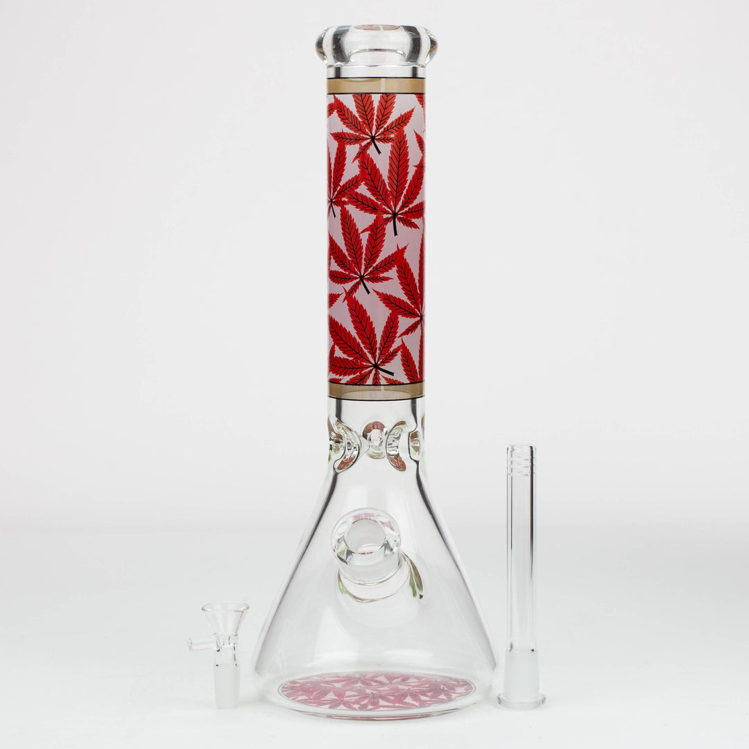 Leaf Pattern 7mm glass beaker pipes 14"_7