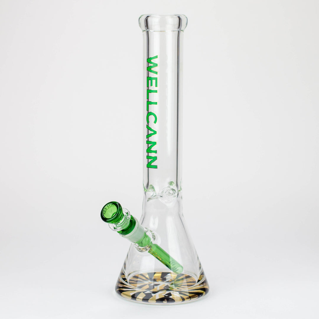 WellCann 14" 7 mm Thick beaker pipes with green logo and thick decal base_3