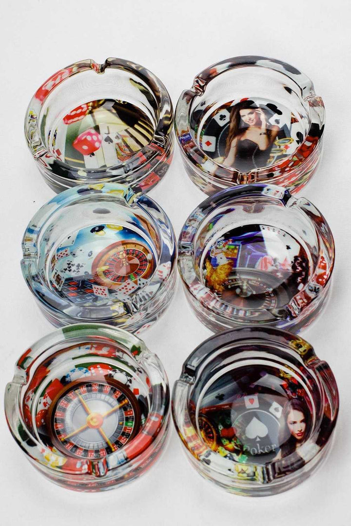 Round glass ashtray display