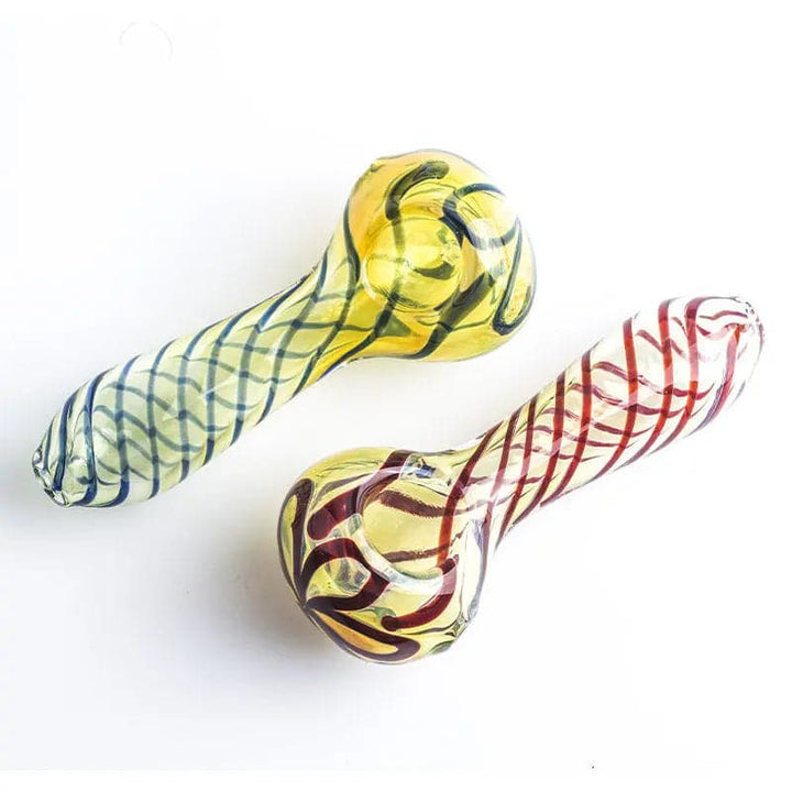 Clear Glass Spoon Pipe w/ Swirl Stripes