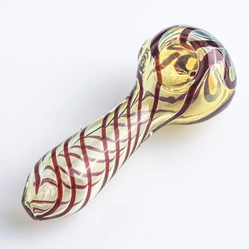 Clear Glass Spoon Pipe w/ Swirl Stripes