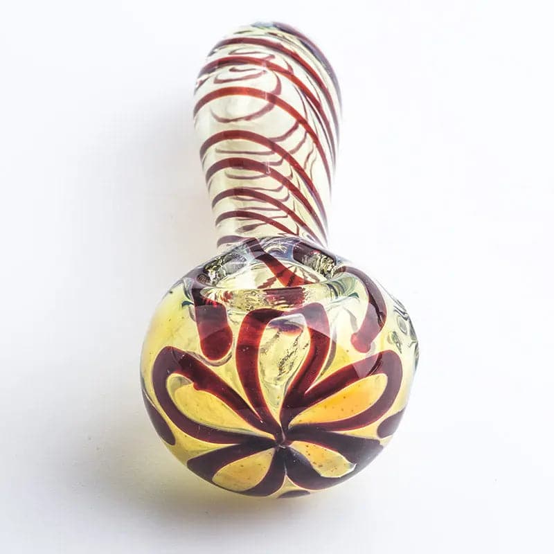 Clear Glass Spoon Pipe w/ Swirl Stripes