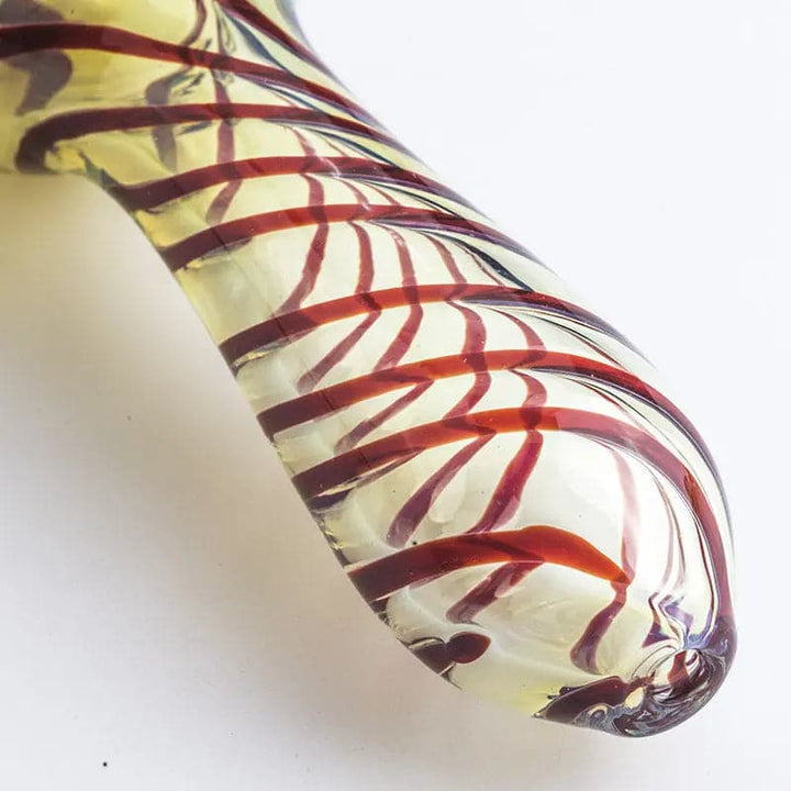 Clear Glass Spoon Pipe w/ Swirl Stripes