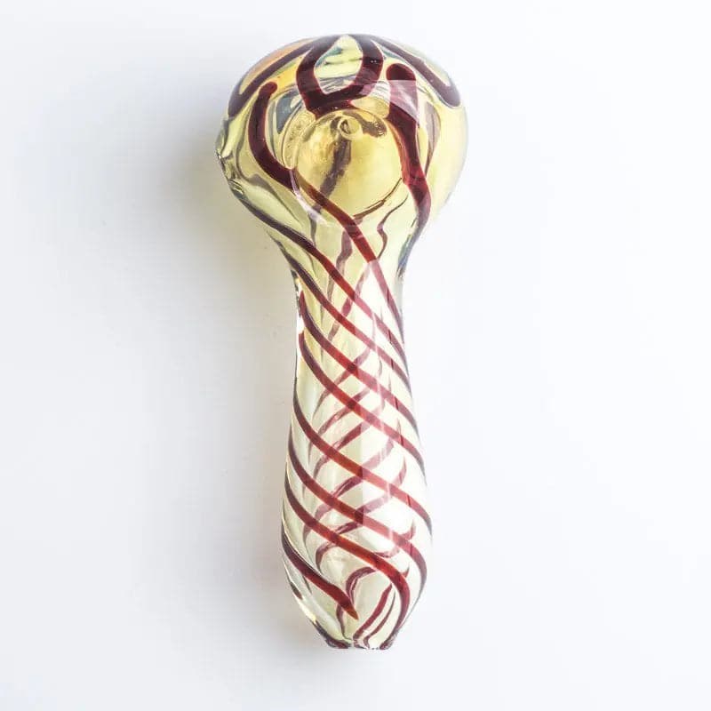 Clear Glass Spoon Pipe w/ Swirl Stripes