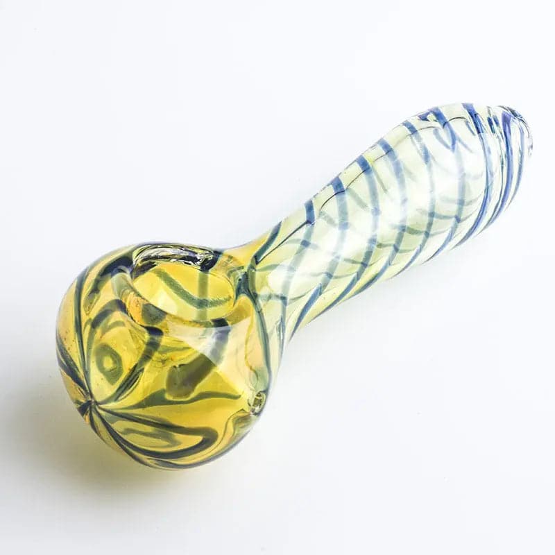 Clear Glass Spoon Pipe w/ Swirl Stripes