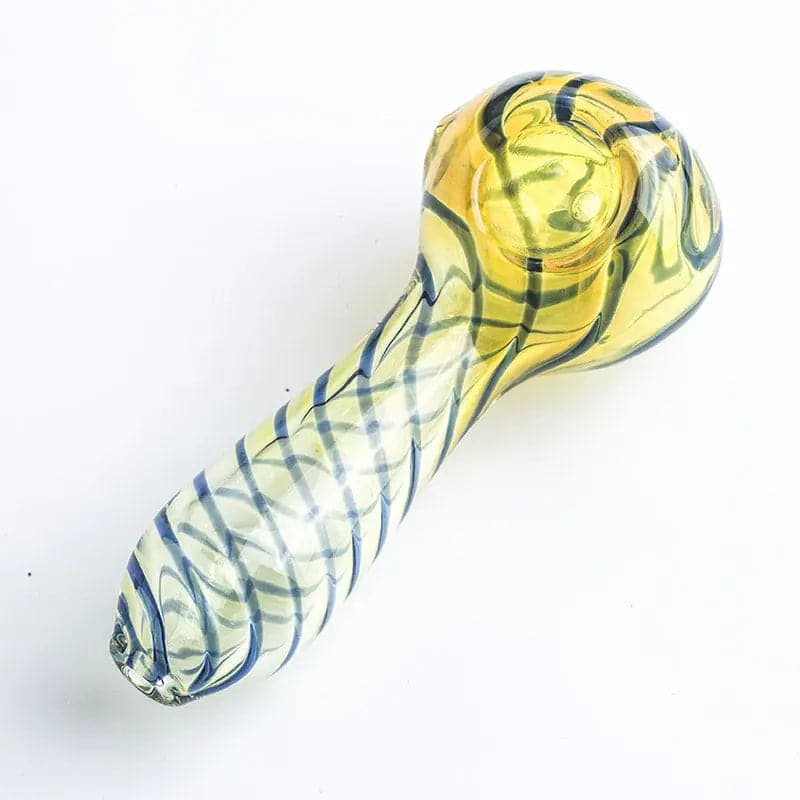 Clear Glass Spoon Pipe w/ Swirl Stripes