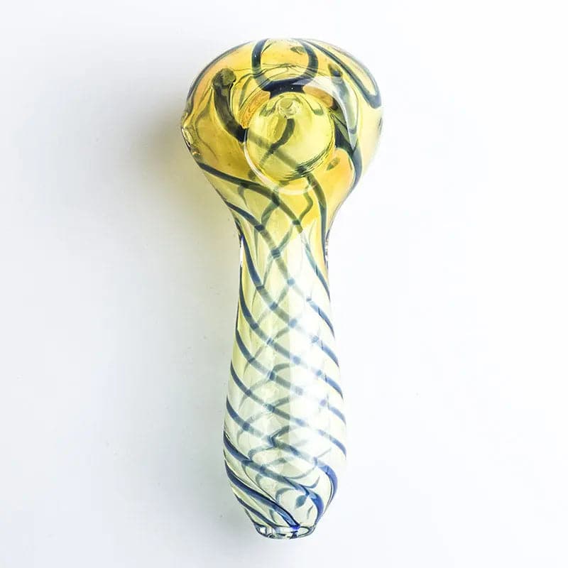 Clear Glass Spoon Pipe w/ Swirl Stripes