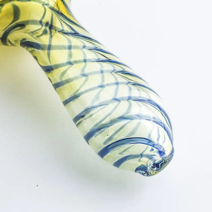 Clear Glass Spoon Pipe w/ Swirl Stripes